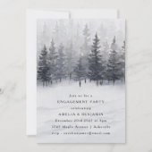 Winter Forest Scene Waterverf Engagement Party Kaart (Voorkant)