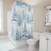 Winter Forest Serenity – Snow-Covered Woodland Douchegordijn (In situ)