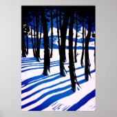 Winter Forest Shadows – Blue Minimal Natuur Poster (Voorkant)