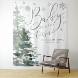 Winter Forest Silver Baby Het is een koude achterg Wandkleed