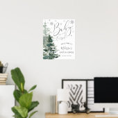 Winter Forest Silver Het is koud buiten Baby showe Poster (Thuiskantoor)