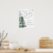 Winter Forest Silver Het is koud buiten Baby showe Poster (Keuken)