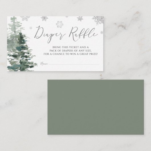 Winter Forest Silver Het is koud buiten luier Informatiekaartje (Voorkant / Achterkant)