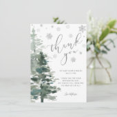 Winter Forest Silver Het is koud buiten vlak Bedankkaart (Staand voorkant)