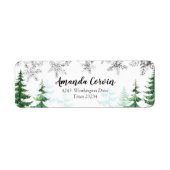 Winter Forest Silver Snowflake Address Label (Voorkant)