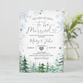 Winter Forest Silver Snowflake Weddenschap Kerstmi Kaart (Staand voorkant)
