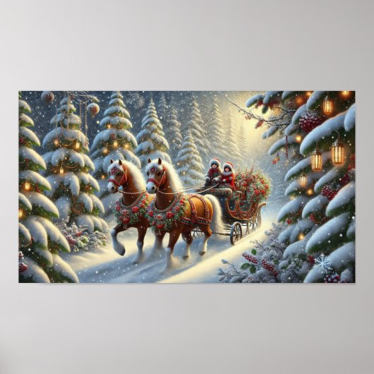 Winter Forest Sleigh Ride Poster (Voorkant)