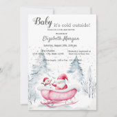 Winter Forest Sleight Santa Claus Baby shower Kaart (Voorkant)