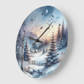 Winter Forest Sneeuwhuis Bomen Blauwe Vijver Grote Klok (Hoek)