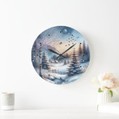 Winter Forest Sneeuwhuis Bomen Blauwe Vijver Grote Klok (Huis)