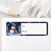 Winter Forest Sneeuwman Kerstcadeau van en naar Etiket (Insitu)