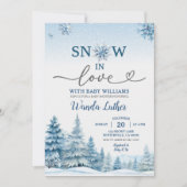 Winter Forest Snow in Love Baby shower Kaart (Voorkant)