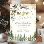 Winter Forest Snow in Love Vrijgezellenfeest Kaart<br><div class="desc">Snow in Love Christmas Bridal Shower Invitation,  Winter Pine Forest Wedding Shower,  Gold Snowflakes Floral Holiday Bridal Shower Invitation,  Herfst in Love Bridal Shower Invitation,  Winter Pine Trees Vrijgezellenfeest,  Christmas Bride To Be Invitation,  Woodland Bridal Shower Invitation.</div>