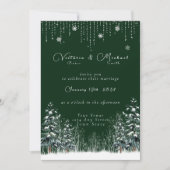 Winter Forest Snow Pine Trees Wedding Kaart (Voorkant)