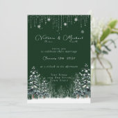 Winter Forest Snow Pine Trees Wedding Kaart (Staand voorkant)