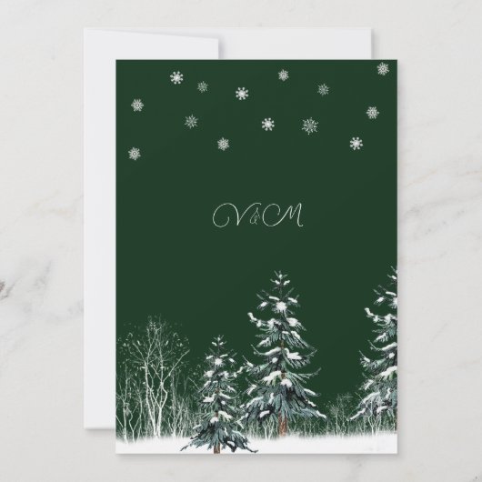 Winter Forest Snow Pine Trees Wedding Kaart (Achterkant)
