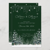 Winter Forest Snow Pine Trees Wedding Kaart (Voorkant / Achterkant)