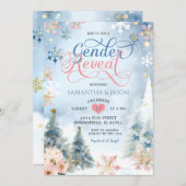 Winter Forest Snowflake Kerst Geslacht Onthulling Kaart (Voorkant / Achterkant)