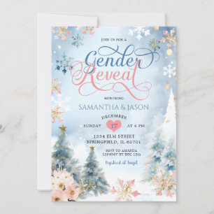 Winter Forest Snowflake Kerst Geslacht Onthulling Kaart