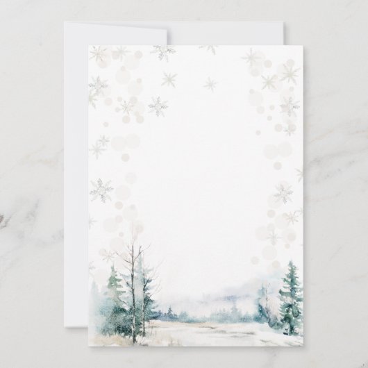 Winter Forest Snowflakes Onederland 1e verjaardag Kaart (Achterkant)