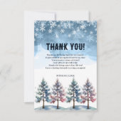 Winter Forest Snowflakes & Pine Trees Baby shower Bedankkaart (Voorkant)