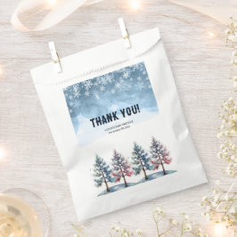 Winter Forest Snowflakes & Pine Trees Baby shower Bedankzakje