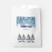Winter Forest Snowflakes & Pine Trees Baby shower Bedankzakje (Voorkant)