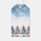 Winter Forest Snowflakes & Pine Trees Baby shower Cadeaulabel (Achterkant)