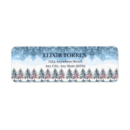 Winter Forest Snowflakes & Pine Trees Baby shower Etiket