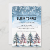 Winter Forest Snowflakes & Pine Trees Baby shower Kaart (Voorkant)