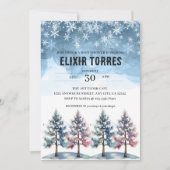 Winter Forest Snowflakes & Pine Trees Baby shower Kaart (Voorkant)