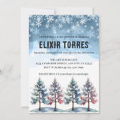 Winter Forest Snowflakes & Pine Trees Baby shower Kaart (Voorkant)