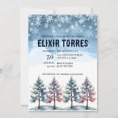 Winter Forest Snowflakes & Pine Trees Baby shower Kaart (Voorkant)