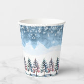 Winter Forest Snowflakes & Pine Trees Baby shower Papieren Bekers (Voorkant)