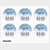 Winter Forest Snowflakes & Pine Trees Baby shower Ronde Sticker (Vel)