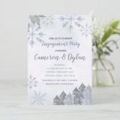 Winter Forest Snowflakes verloving uitnodiging (Staand voorkant)