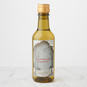 Winter Forest Snowflakes Vogels Papier Snijden Wijn Etiket (Voorkant)