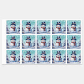 Winter Forest Snowman Kerstbakken | Blauwgroen Labels (Vel)