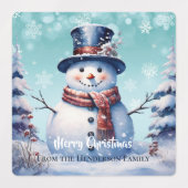 Winter Forest Snowman Kerstbakken | Blauwgroen Labels (Design 2)