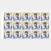 Winter Forest Snowman Kerstbakken | Goud Labels (Vel)