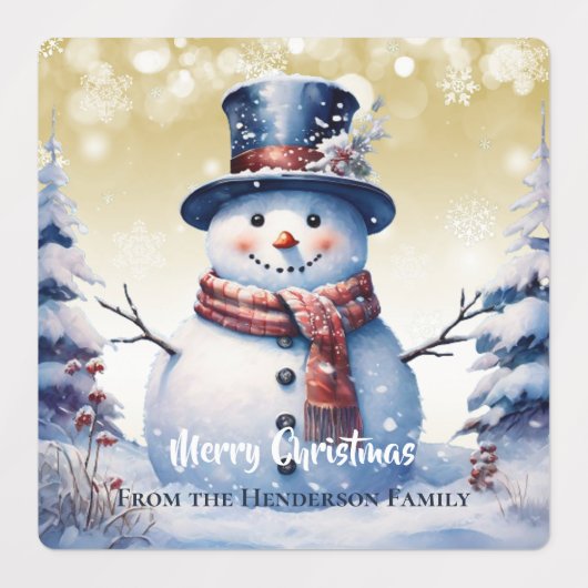 Winter Forest Snowman Kerstbakken | Goud Labels (Design 2)