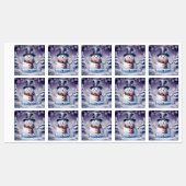 Winter Forest Snowman Kerstbakken | Paars Labels (Vel)
