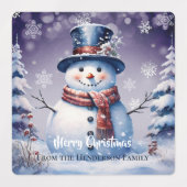 Winter Forest Snowman Kerstbakken | Paars Labels (Design 2)