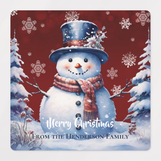 Winter Forest Snowman Kerstbakken | Red Labels (Design 2)