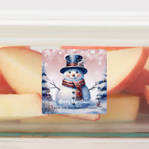 Winter Forest Snowman Kerstbakken Roze Labels