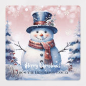 Winter Forest Snowman Kerstbakken | Roze Labels (Design 1)