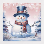 Winter Forest Snowman Kerstbakken | Roze Labels (Design 2)
