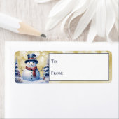 Winter Forest Snowman Kerstcadeau Etiket (Insitu)