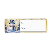 Winter Forest Snowman Kerstcadeau Etiket (Voorkant)