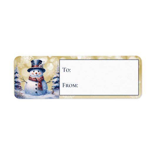 Winter Forest Snowman Kerstcadeau Etiket (Voorkant)